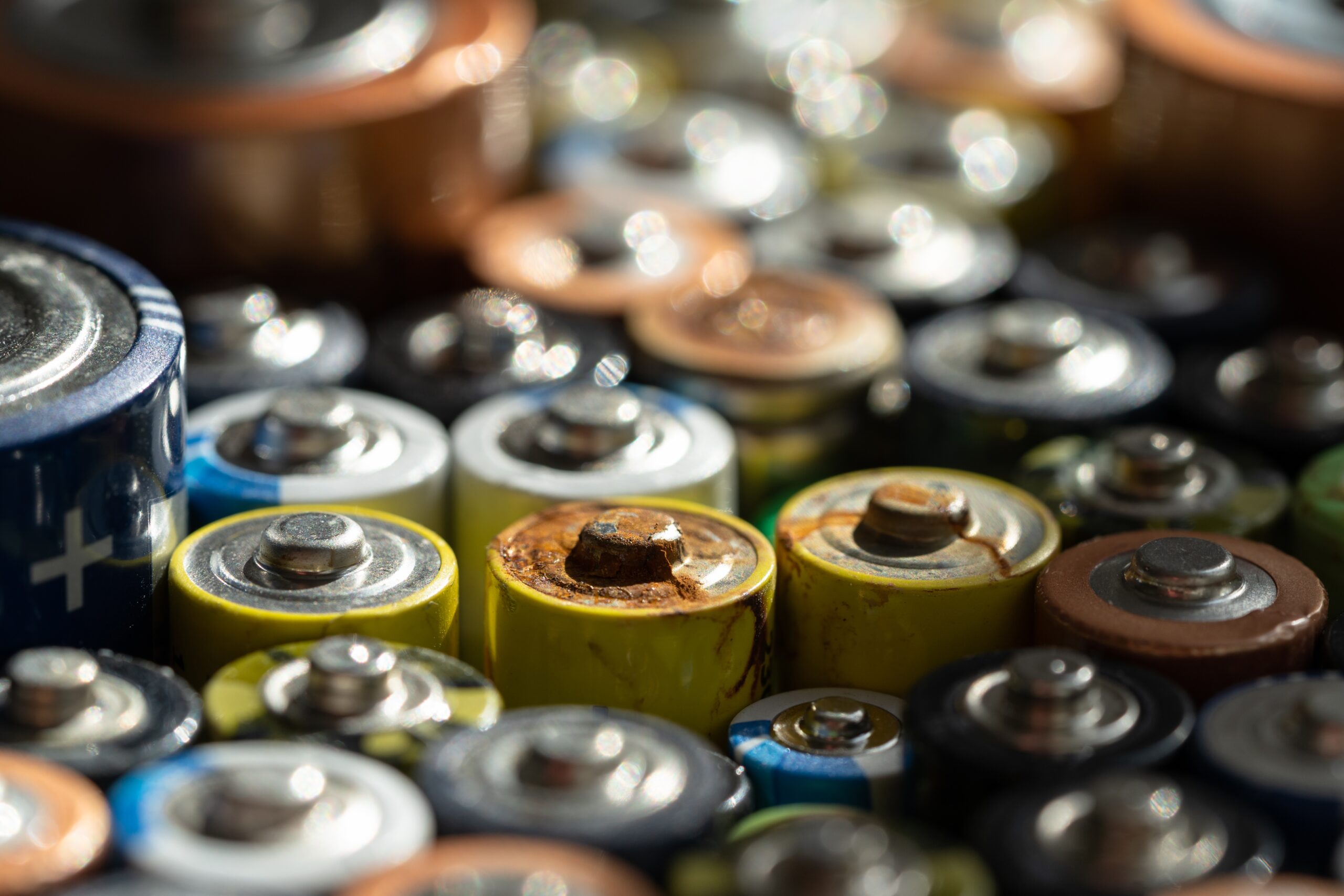 Old batteries ready for recycling